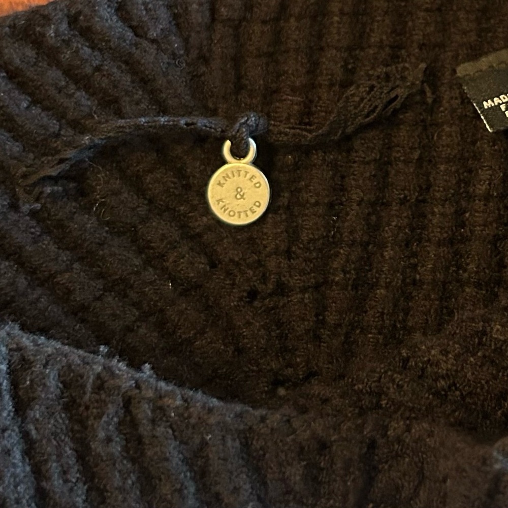 Anthropologie knitted and knotted mock neck ribbed sweater Black Size Small - Picture 4 of 5